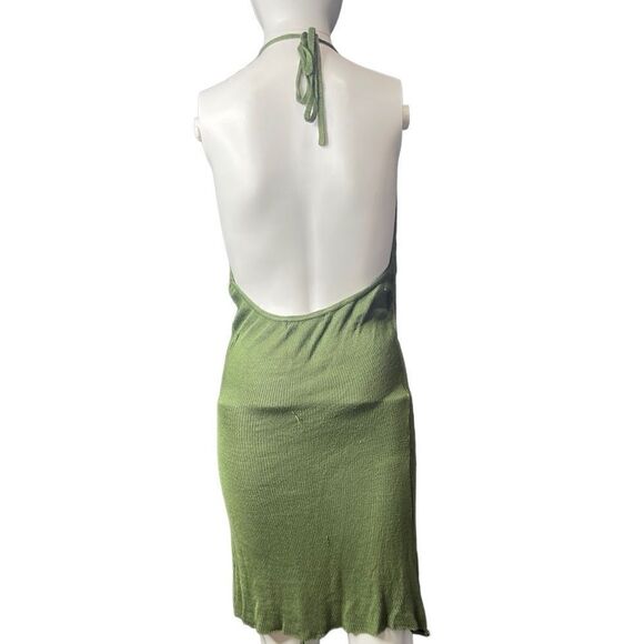 Local European Distressed Halter Cover Up Dress Green Size Small - Picture 3 of 5